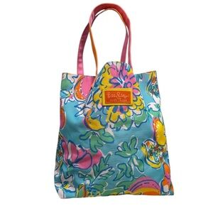 LILLY PULITZER ESTEE LAUDER Colorful Floral Print Tote Bag